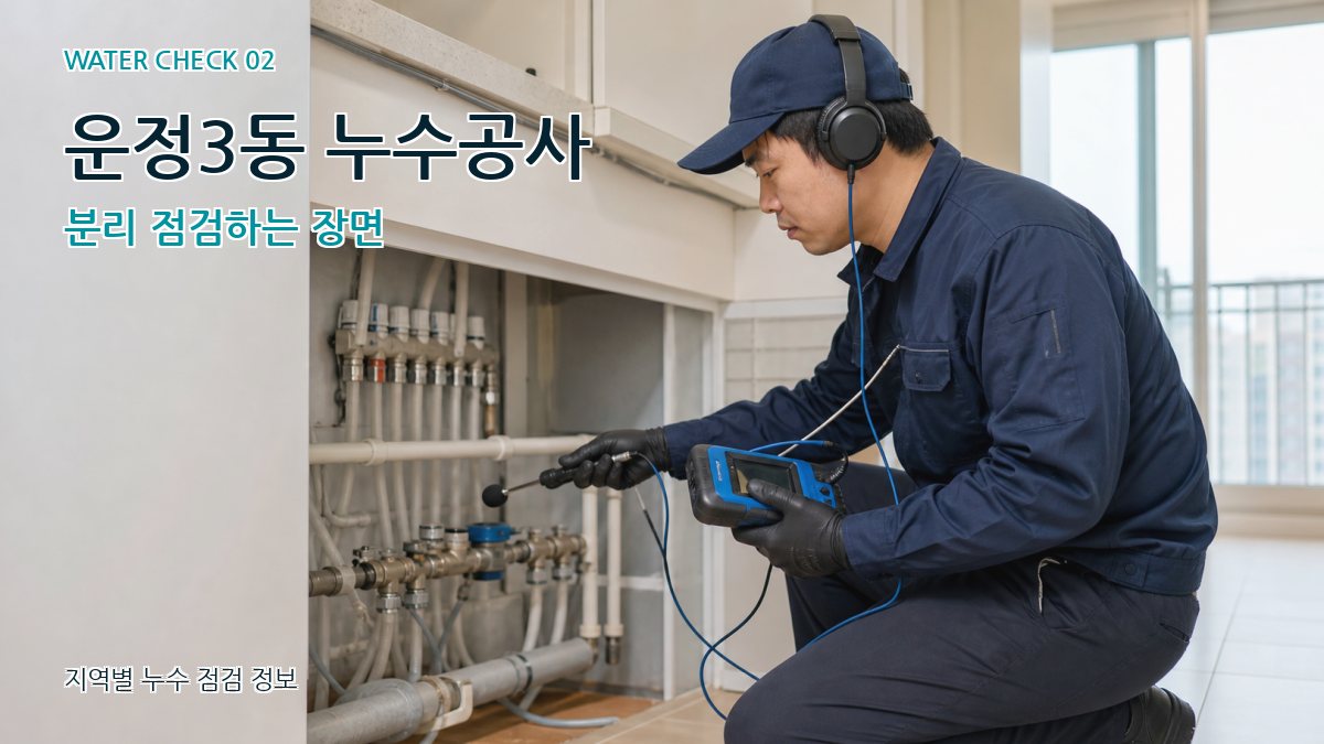 운정3동 누수공사 분리 점검하는 장면